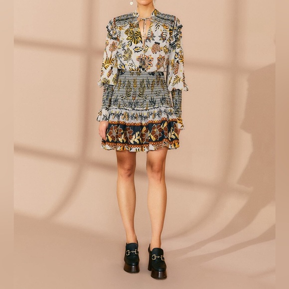 Farm Rio Floral Tapestry Mini Dress - Silver - Picture 2 of 7